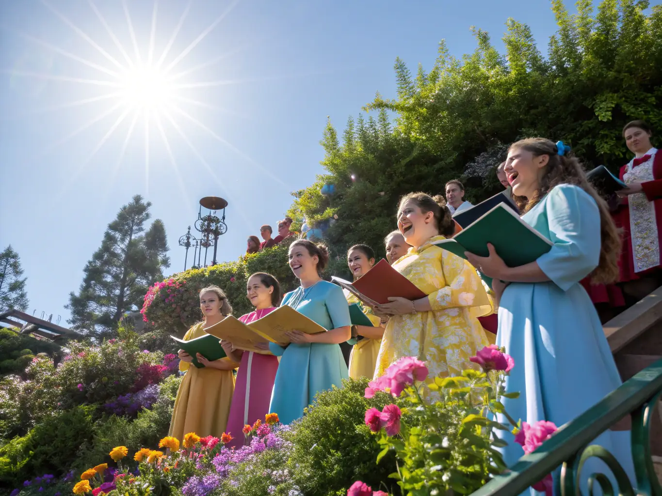 A dynamic image of the choir performing at the Summer Music Festival, highlighting their versatility and dedication to musical excellence.