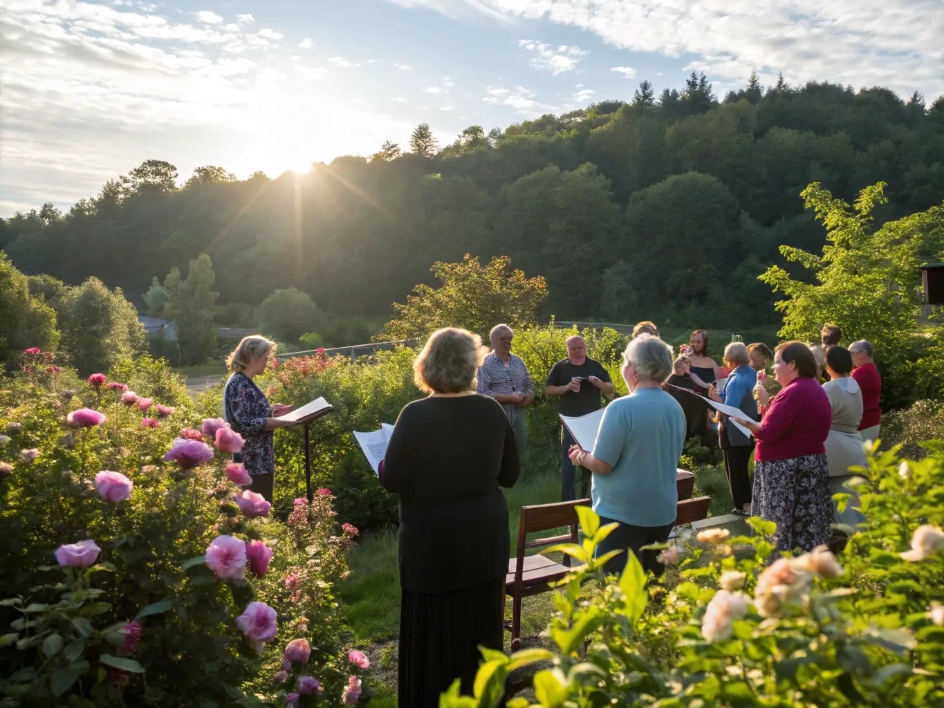 A photograph of the Chorale de Beaulieu performing at a local community event, showcasing their talent and community engagement.